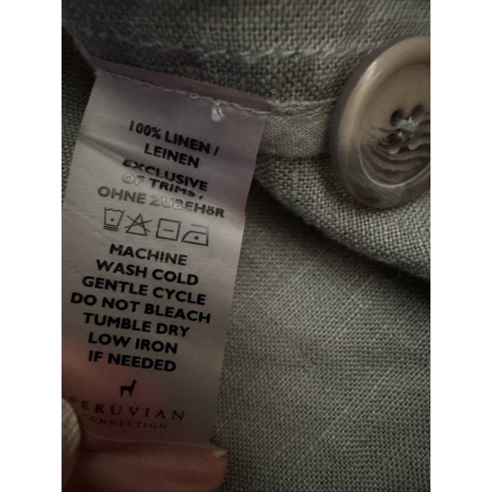 PERUVIAN CONNECTION 100% Linen Duster Jacket Mid Length Floral EUC Size US 4 - Picture 5 of 10